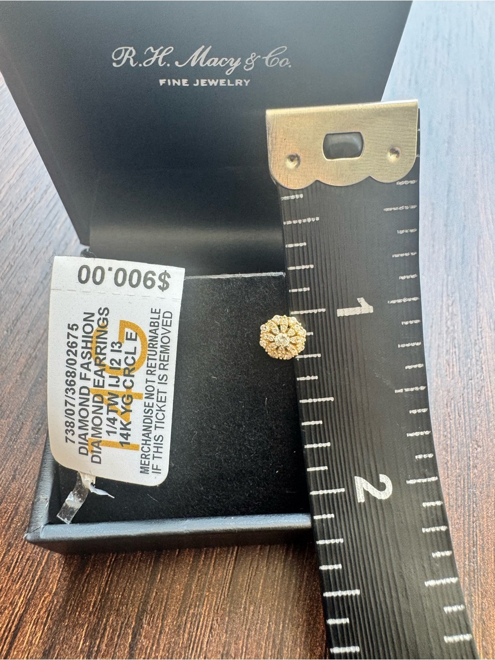 14K YG Diamond Circle Cluster Single Stud - Statement / Cartilage